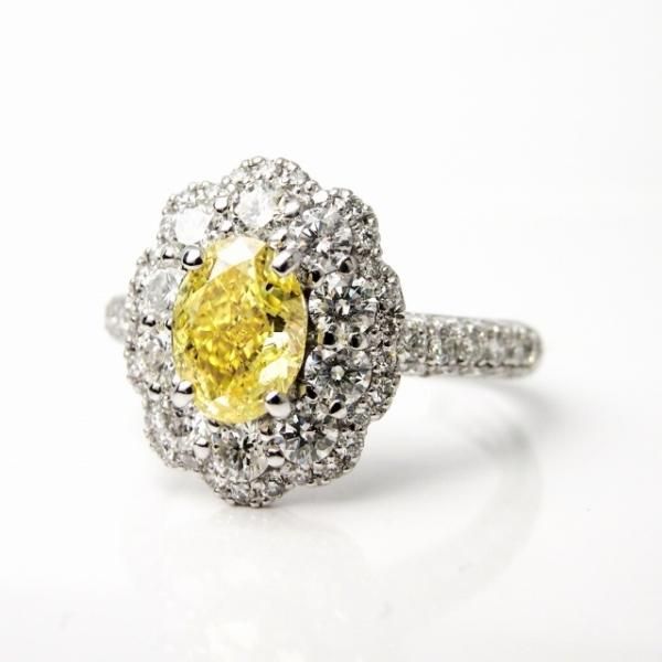 インテンスイエローダイヤモンドリング D 1.01ct FIY-SI2 D 1.22ct