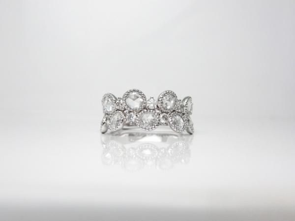 ローズカット　リング ローズカットダイヤモンドバンドリング D 0.94ct D 0.41ct K18WG