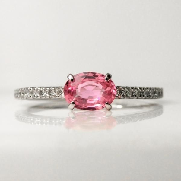 非加熱パパラチアサファイア ダイヤモンドリング PDS 0.63ct D 0.15ct