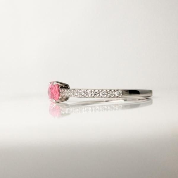 非加熱パパラチアサファイア ダイヤモンドリング PDS 0.63ct D 0.15ct
