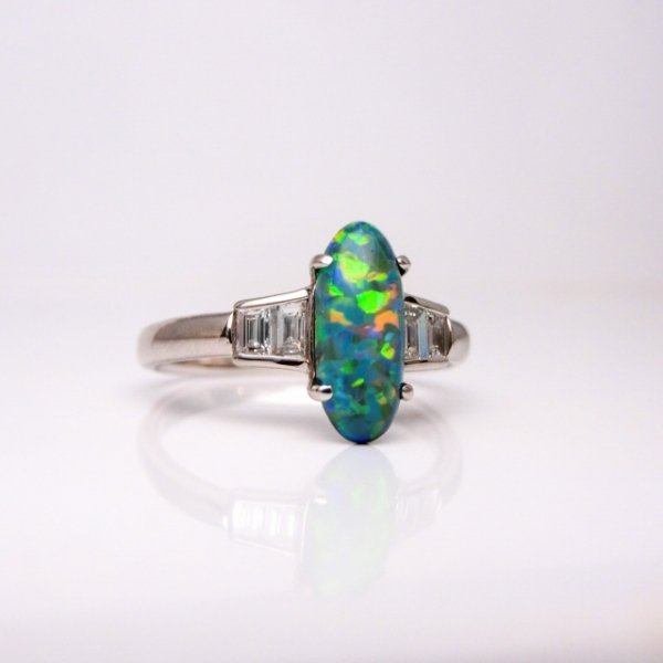 ブラックオパール ダイヤモンドリング BO 0.987ct D 0.20ct Pt900