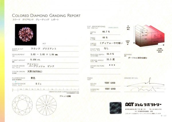 アーガイル産ピンクダイヤモンド H&Cダイヤモンドリング D 0.104ct D ...