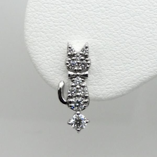白猫ダイヤモンドピアス D 0.26ct K18WG