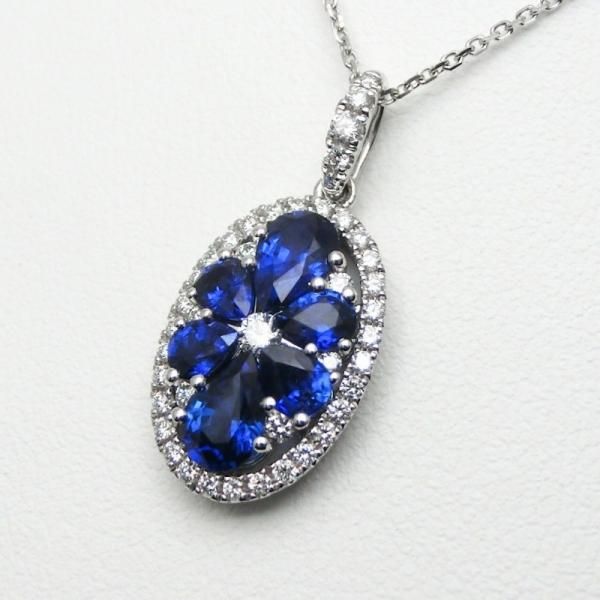 サファイア ダイヤモンドネックレス SA 1.67ct D 0.33ct 45cm K18WG