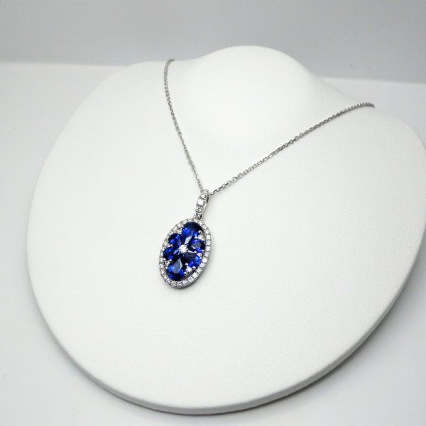 【13-40】サファイア　ダイヤモンド　ネックレス　S0.33ct D0.7ct サファイア ダイヤモンドネックレス SA 1.67ct D 0.33ct 45cm K18WG