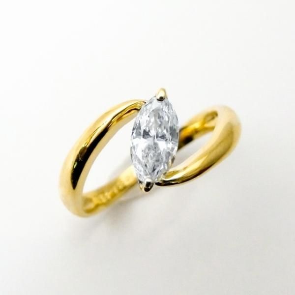 マーキスダイヤモンドリング D 0.388ct F-SI2 K18YG 中央宝石 マーキスダイヤモンドリング D 0.388ct F-SI2 K18YG 中央宝石