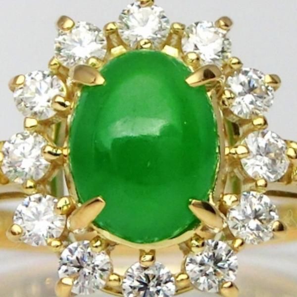 ひすい・翡翠 ダイヤモンドリング JD 0.838ct D 0.38ct K18YG ひすい・翡翠 ダイヤモンドリング JD 0.838ct D 0.38ct K18YG
