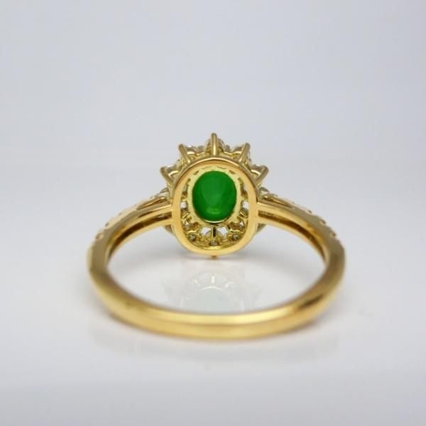 ひすい・翡翠 ダイヤモンドリング JD 0.838ct D 0.38ct K18YG ひすい・翡翠 ダイヤモンドリング JD 0.838ct D 0.38ct K18YG