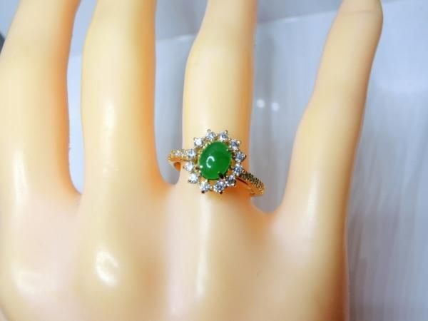 ひすい・翡翠 ダイヤモンドリング JD 0.838ct D 0.38ct K18YG ひすい・翡翠 ダイヤモンドリング JD 0.838ct D 0.38ct K18YG