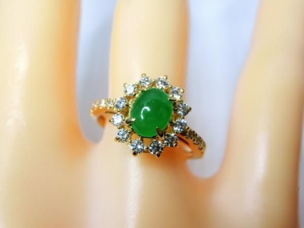 ひすい・翡翠 ダイヤモンドリング JD 0.838ct D 0.38ct K18YG ひすい・翡翠 ダイヤモンドリング JD 0.838ct D 0.38ct K18YG