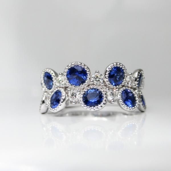 【上品】 サファイア ダイヤモンドリング K18WG 0.37ct D 2.06ct SA アクセサリー