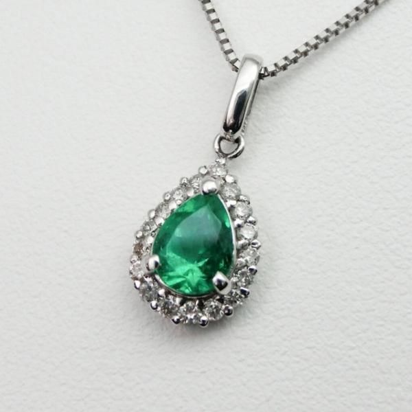 ペアシェイプエメラルド ダイヤモンドネックレス EM 0.61ct D ペアシェイプエメラルド ダイヤモンドネックレス EM 0.61ct D