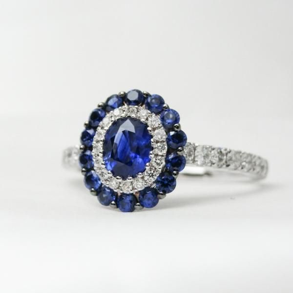 サファイア ダイヤモンドリング SA 0.40ct 0.29ct D 0.32ct K18WG