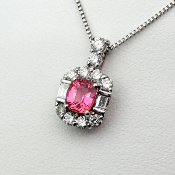 非加熱パパラチアサファイア ダイヤモンドネックレス PDS 0.55ct