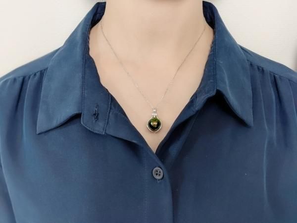 オーロラピーコック 黒蝶真珠 ダイヤモンドネックレス P 11.7mm オーロラピーコック 黒蝶真珠 ダイヤモンドネックレス P 11.7mm