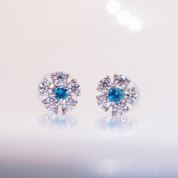 ブラジル産パライバトルマリン H&Cダイヤモンドピアス PA 0.04ct ブラジル産パライバトルマリン H&Cダイヤモンドピアス PA 0.04ct