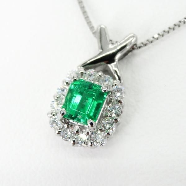 Pm/Pt900 エメラルド ダイヤモンドネックレス 0.22/0.20ct | www