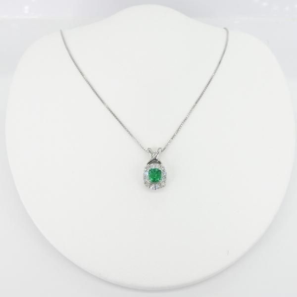 エメラルド ダイヤモンドネックレス EM 0.28ct D 0.16ct 45cm Pt900 日独宝石研究所鑑別書付