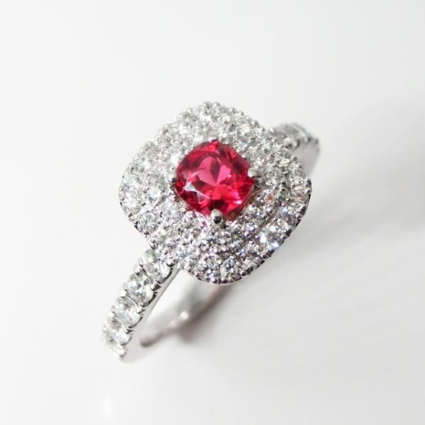 レッドベリル ダイヤモンドリング BIX 0.253ct D 0.53ct Pt900 レッドベリル ダイヤモンドリング BIX 0.253ct D 0.53ct Pt900