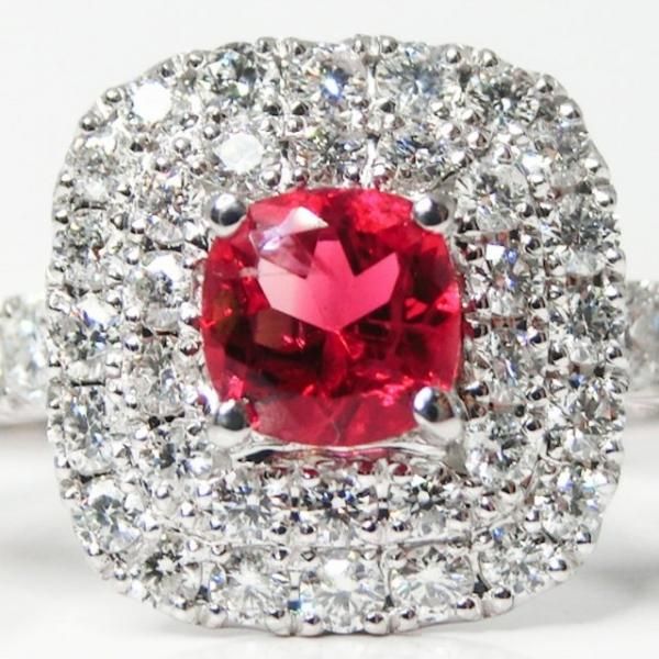レッドベリル ダイヤモンドリング BIX 0.253ct D 0.53ct Pt900 レッドベリル ダイヤモンドリング BIX 0.253ct D 0.53ct Pt900