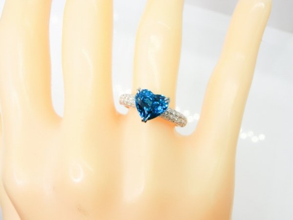 ブルージルコン ダイヤモンドリング ZI 3.49ct D 0.41ct Pt900 日独宝石研究所鑑別書付 BOUTIQUE LINE