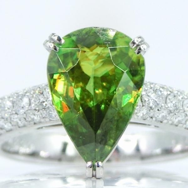 ペアシェイプグリーンスフェーン ダイヤモンドリング SH 2.09ct ペアシェイプグリーンスフェーン ダイヤモンドリング SH 2.09ct