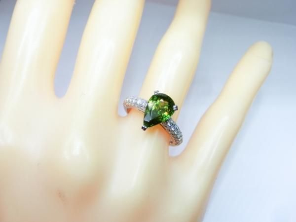 ペアシェイプグリーンスフェーン ダイヤモンドリング SH 2.09ct
