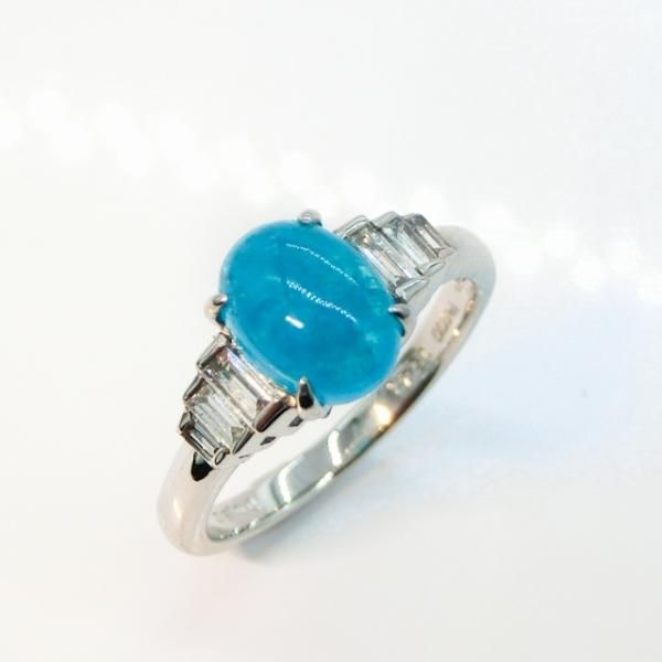 ブラジル バターリア産パライバトルマリン ダイヤモンドリング PA 1.54ct D 0.30ct Pt900 中央宝石研究所鑑別分析書付
