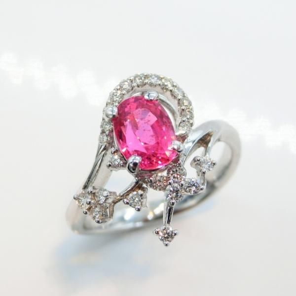 ホットピンクスピネル ダイヤモンドリング SP 1.146ct D 0.30ct