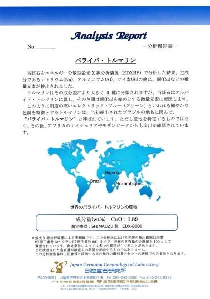 ブラジル産パライバトルマリンルース PA 0.039ct 日独宝石研究所