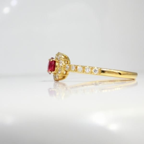 ルビー ダイヤモンドリング R 0.395ct D 0.27ct K18YG C-LINE 日