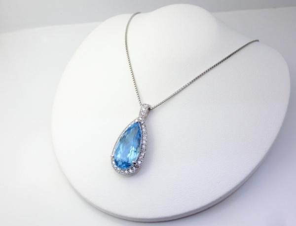 サンタマリアアクアマリン ダイヤモンドネックレス AQ 5.882ct D サンタマリアアクアマリン ダイヤモンドネックレス AQ 5.882ct D
