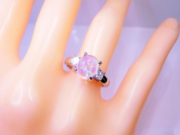 メキシコオパール ダイヤモンドリング OP 1.73ct D 0.25ct Pt900 メキシコオパール ダイヤモンドリング OP 1.73ct D 0.25ct Pt900
