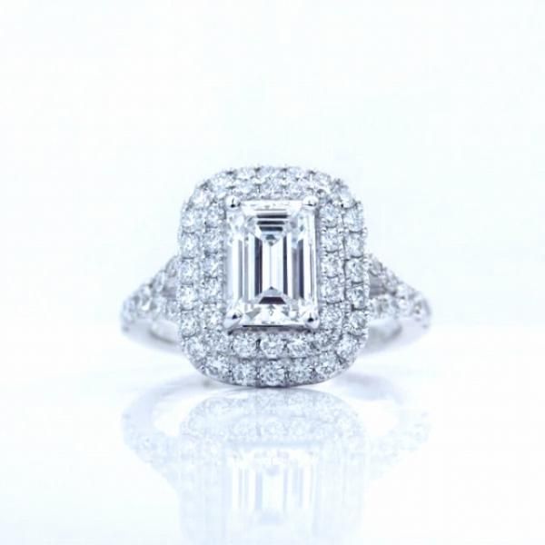 エメラルドカットダイヤモンドリング D 1.024ct D-VS1 0.76ct Pt900