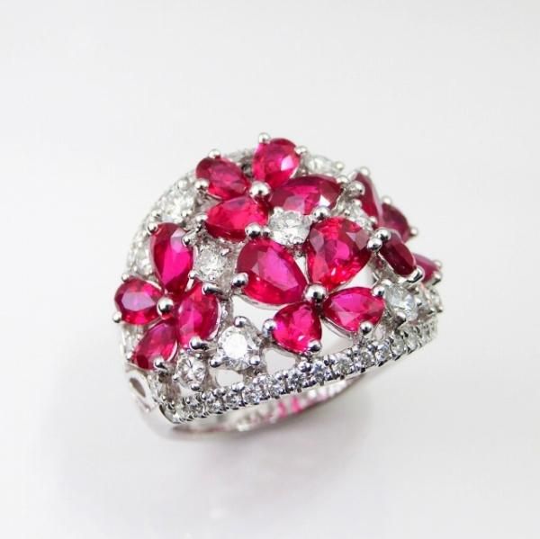 ルビー ダイヤモンドフラワーモチーフリング R 4.08ct D 01.09ct ルビー ダイヤモンドフラワーモチーフリング R 4.08ct D 01.09ct