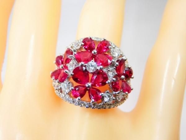 ルビー ダイヤモンドフラワーモチーフリング R 4.08ct D 01.09ct ルビー ダイヤモンドフラワーモチーフリング R 4.08ct D 01.09ct