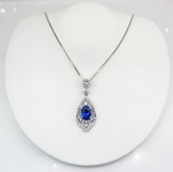 ネックレス サファイア 1.23ct ダイヤ 0.16ct 19石 pt900