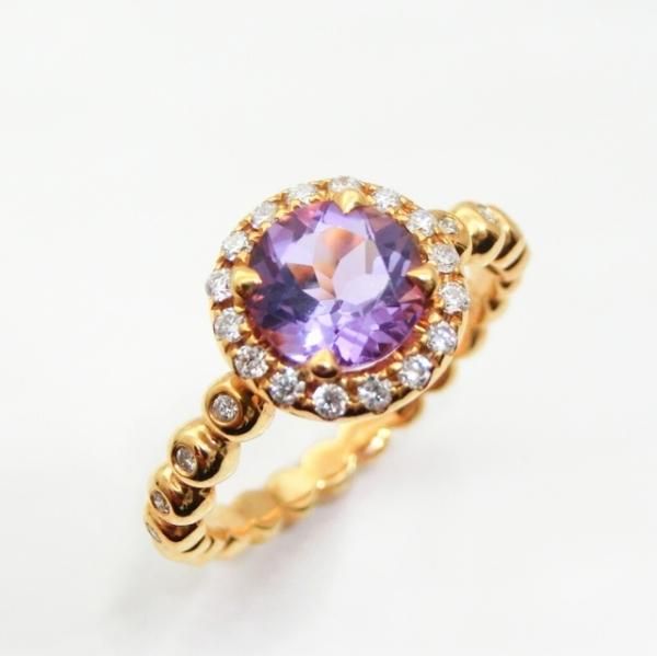 アメシスト ダイヤモンドリング AM 0.94ct D 0.18ct K18YG C-LINE