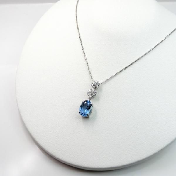 サンタマリアアクアマリン ダイヤモンドネックレス AQ 0.815ct D サンタマリアアクアマリン ダイヤモンドネックレス AQ 0.815ct D