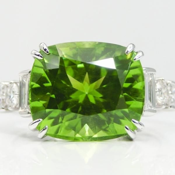ペリドット ファンシーカットダイヤモンドリング PE 4.385ct D ペリドット ファンシーカットダイヤモンドリング PE 4.385ct D