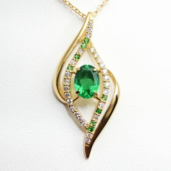エメラルド ダイヤモンド ツァボライトネックレス EM 0.78ct D エメラルド ダイヤモンド ツァボライトネックレス EM 0.78ct D