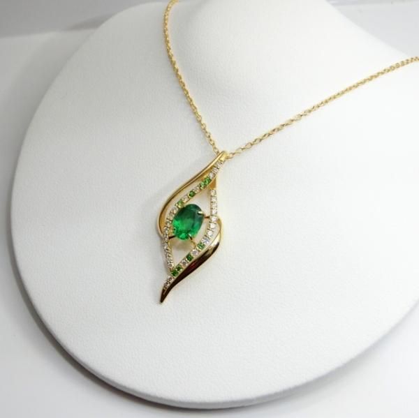 エメラルド ダイヤモンド ツァボライトネックレス EM 0.78ct D エメラルド ダイヤモンド ツァボライトネックレス EM 0.78ct D