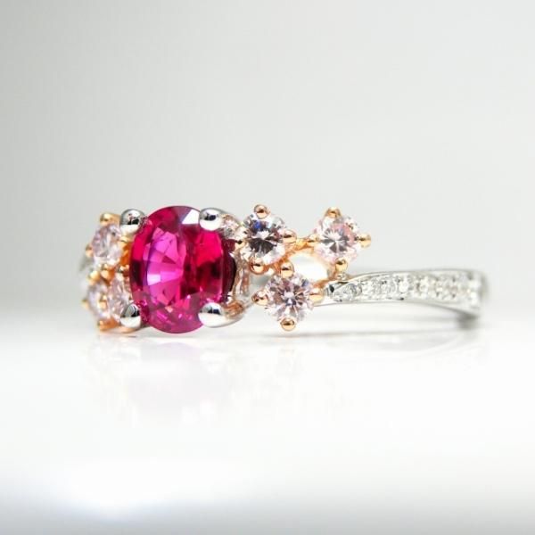 ミャンマー産非加熱ルビー ライトピンクダイヤモンドリング R 0.50ct