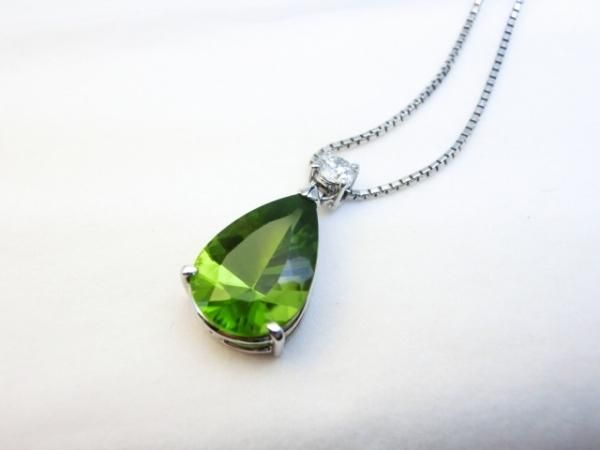 ペアシェイプペリドット ダイヤモンドネックレス PE 4.784ct D ペアシェイプペリドット ダイヤモンドネックレス PE 4.784ct D