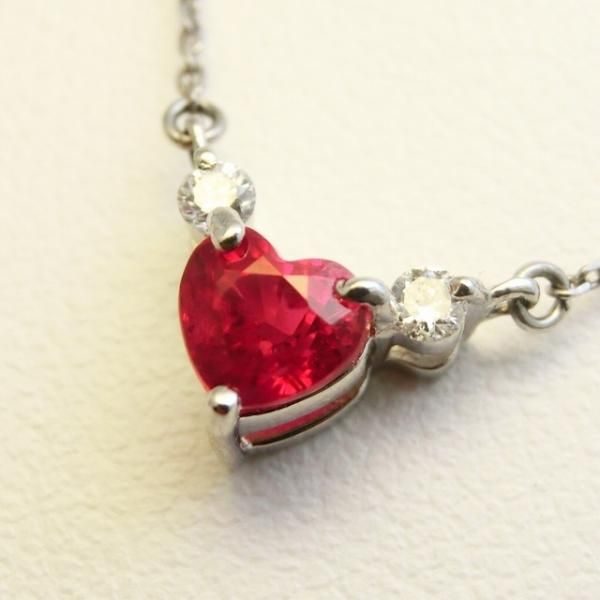 大人気新品 ハートシェイプルビー ダイヤモンドネックレス 0.05 D 0.50ct R ルビー