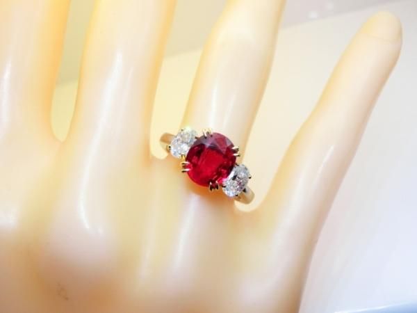 タイ産ルビー オーバルミックスカットダイヤモンドリング R 2.41ct D 0.518ct 0.461ct F-SI2 Pt900  GIA鑑別書付中央宝石研究所鑑定書付BOUTIQUELINE