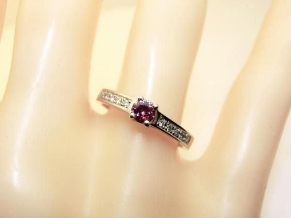 JH42☆高級 パパラチアサファイア0.34ct D pt リング CGL鑑付