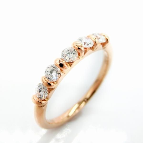 ゆうまま　K18 天然ダイヤモンドリング 　中石０．７ct（０．３６ct） ダイヤモンドリング D 0.36ct K18PG C-LINE