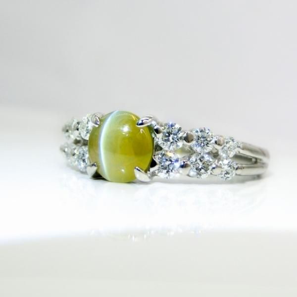 クリソベリルキャッツアイ ダイヤモンドリング CE 0.85ct D 0.43 クリソベリルキャッツアイ ダイヤモンドリング CE 0.85ct D 0.43