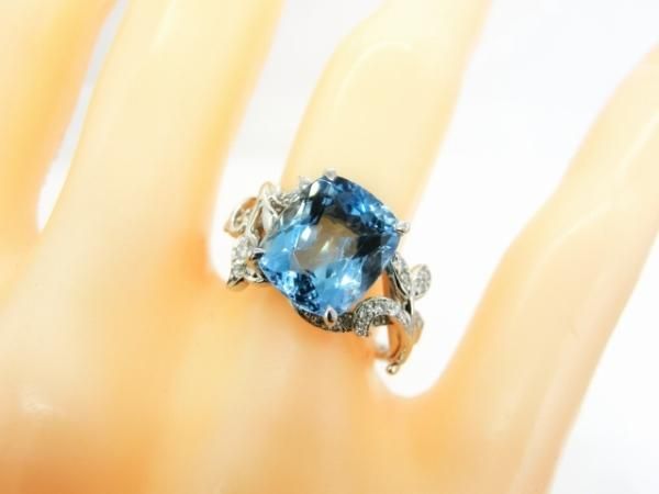 Pt900 アクアマリン ダイヤモンド リング 0.86ct D0.39ct